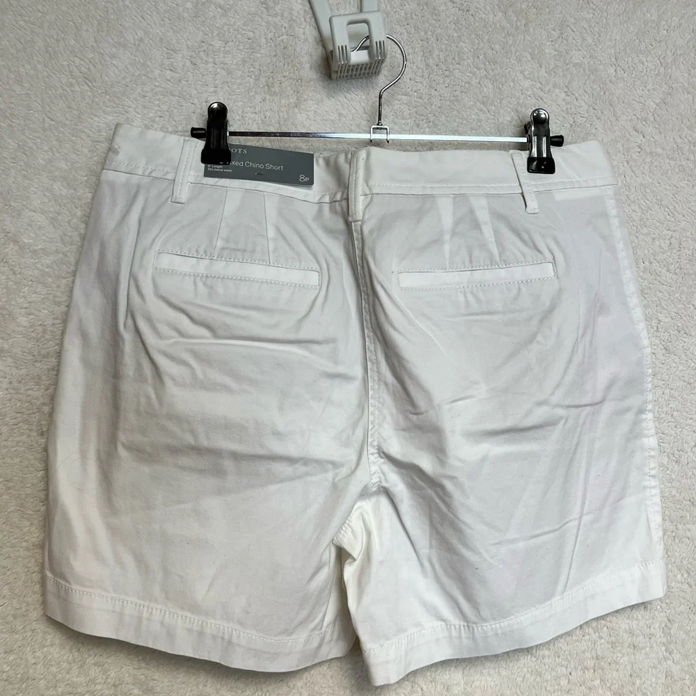 Talbots White Bermuda Shorts Tailored Cotton Blend - Picture 4 of 7